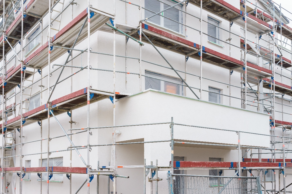 Eine Fassade während der Gestaltung